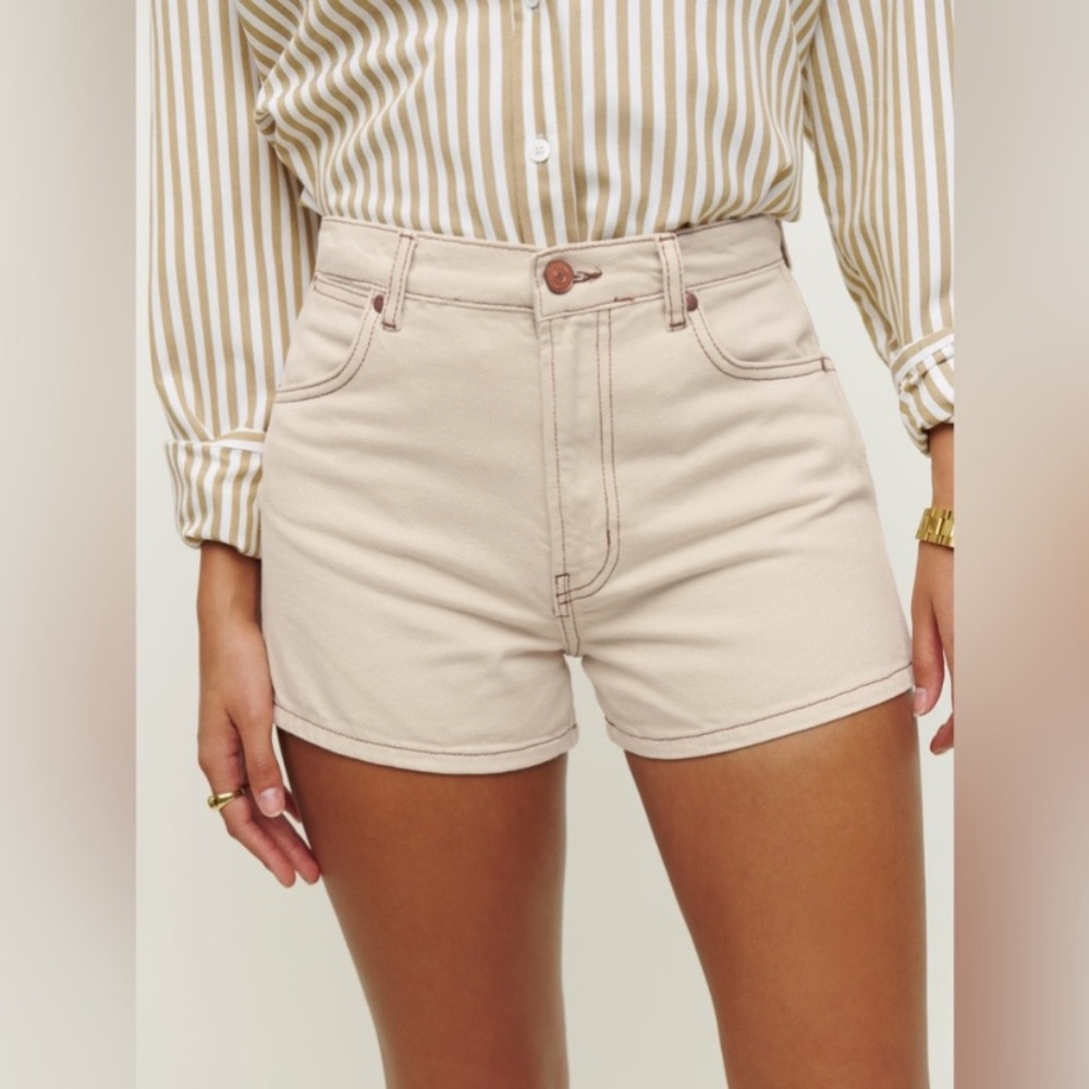 Reformation Cream Jean Shorts